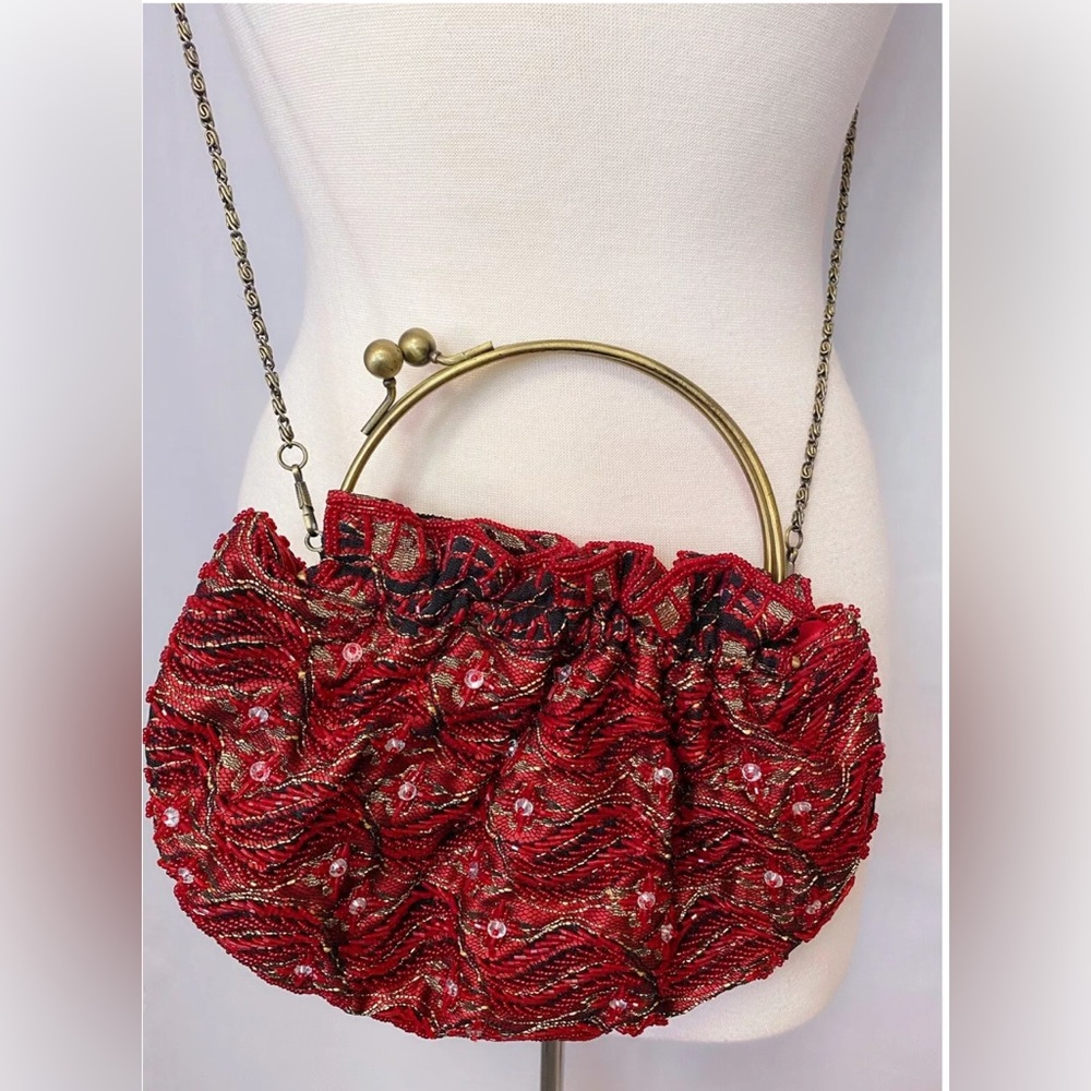 Elegant Red Beaded Clutch